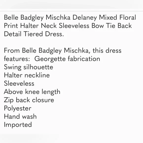 NWT $229 Belle Badgley Mischka Delaney Dress - Picture 6 of 10